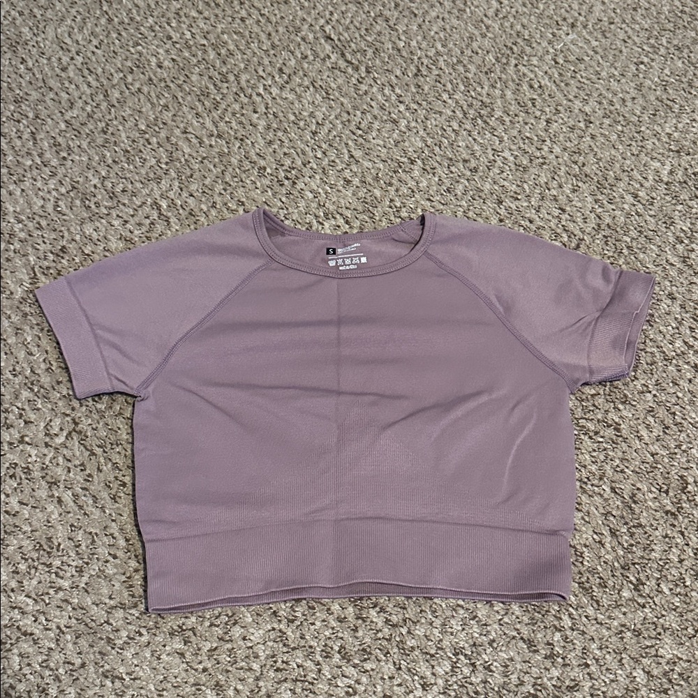 Purple Short Sleeve Active Crop Top